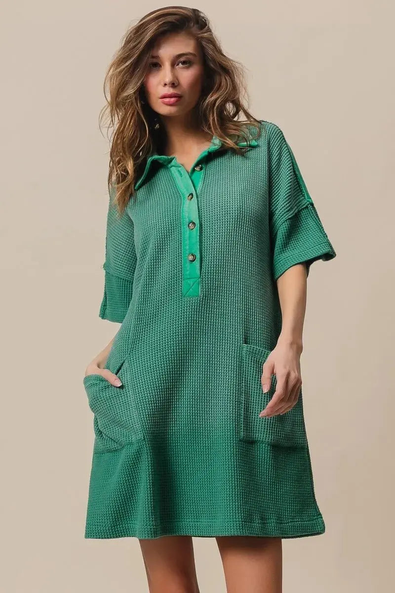 BiBi Dip Dye Mineral Washed Knit Dress for Casual Style - Love Salve